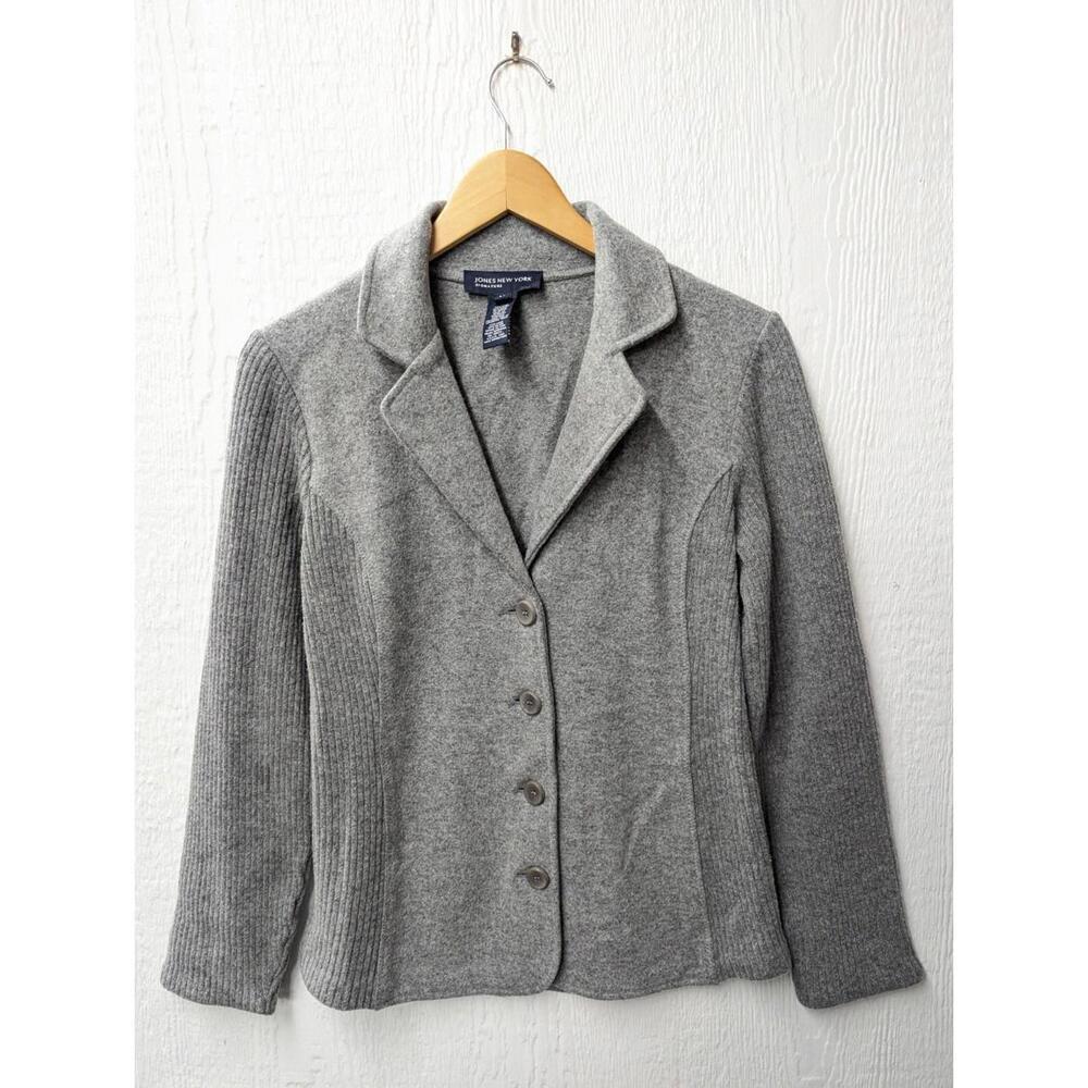 Jones New York Signature Gray Wool Blend Jacket Minimalist Women's Medium